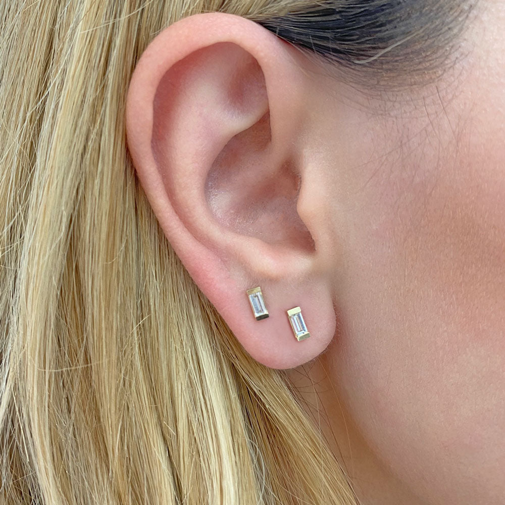 Diamond Baguette Bar Stud Earrings – Andrea Montgomery Designs